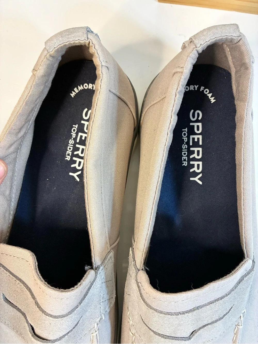 Sperry Men’s Light Gray Canvas Penny Boat Shoes